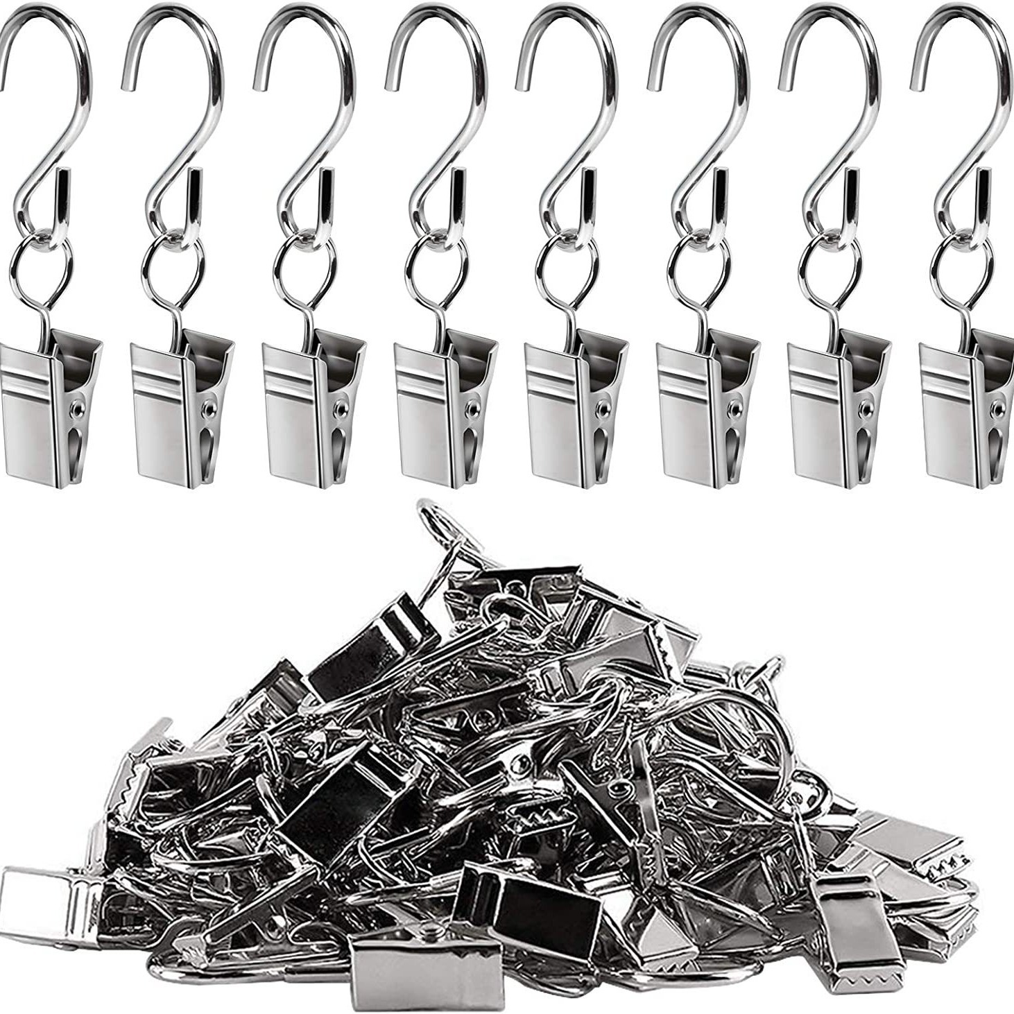 Temu – TEMU 18pcs Hook Clips, Wire S-hooks, Curtain Hooks, Hook Clips For Shower Curtains And Door Curtains