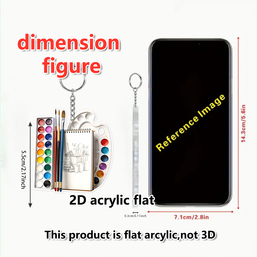 TEMU 2d Flat, 1pc Of 2d Flat Acrylic Keychain, Suitable For Car Keychains, Backpacks, Weddings, Birthdays, Housewarming, Anniversaries, Christmas,