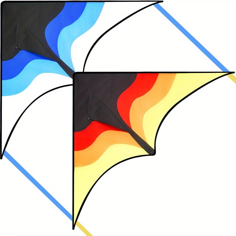 TEMU 2 Packs Large Kite Gradient Blue And Yellow- For Kids And Adults, Beach Kite With 328ft String, Wonderful Gifts Of Outdoor Games And Activities