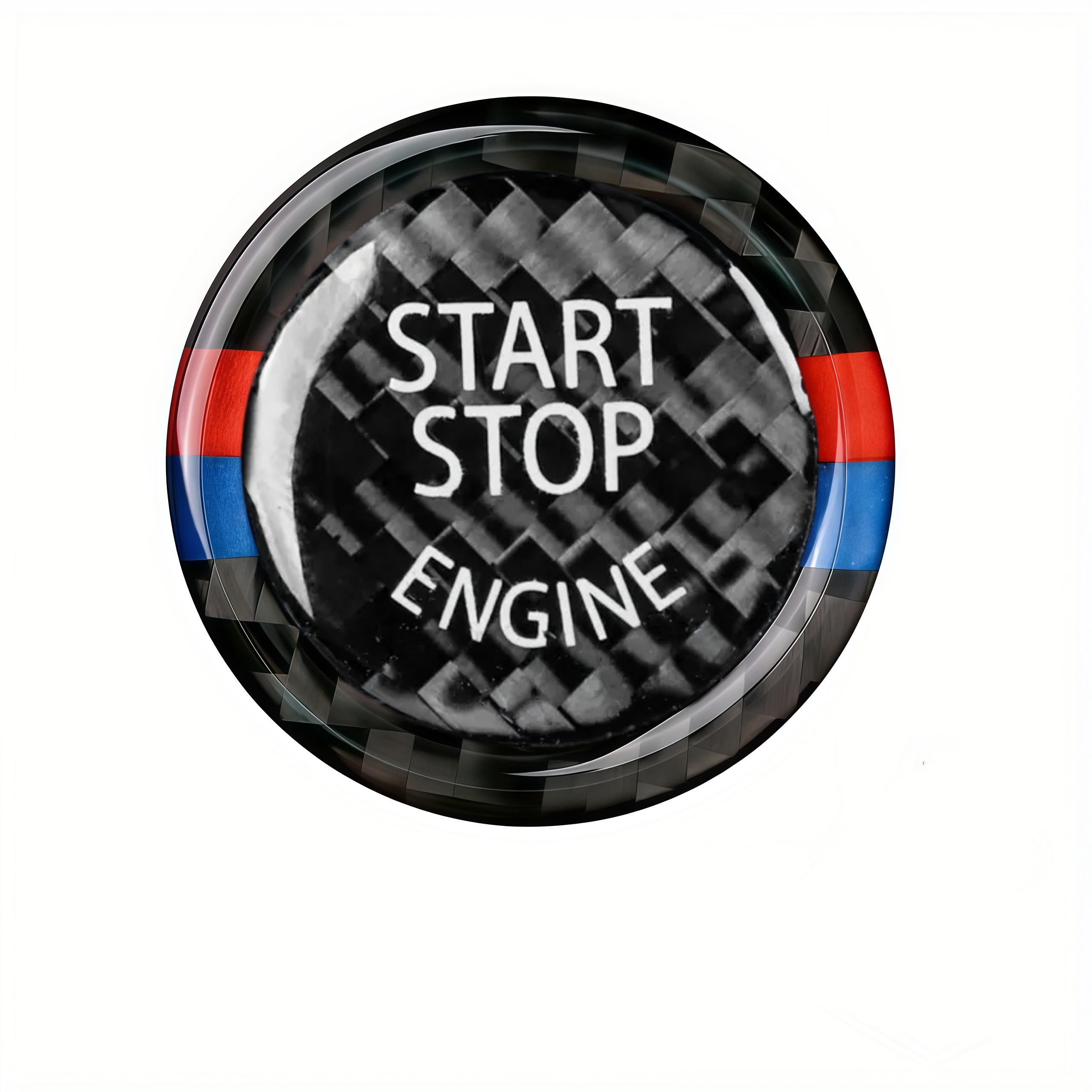 Image of Suitable For Engine Start/stop Button Cover - Carbon Fiber Decorative Sticker, Fits E90, E92, E93, , Z4, X3, X1, X5, X6 - Fashionable Interior Upgrade, Car Interior Additions