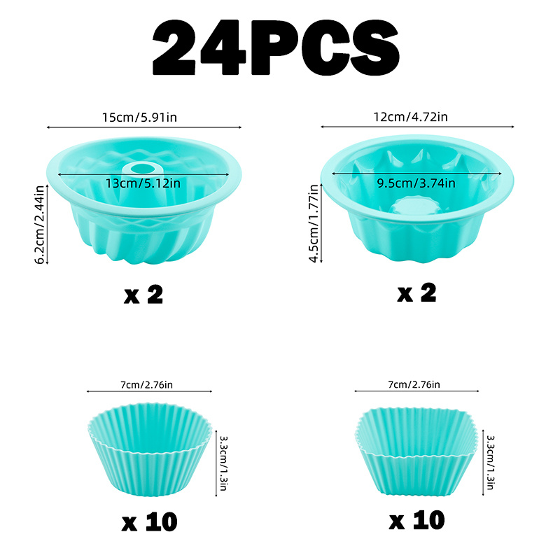 TEMU 4/5/24/33pcs Baking Cake Silicone Baking Pan Set, Food Grade Silicone Cake Mold, Nonslip Heat Resistant Easy To Clean, Cake Baking Pan, Bread