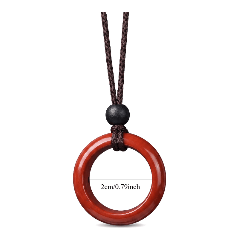 Natural Red Stone Ring Necklace, Bohemian Pendant Gift