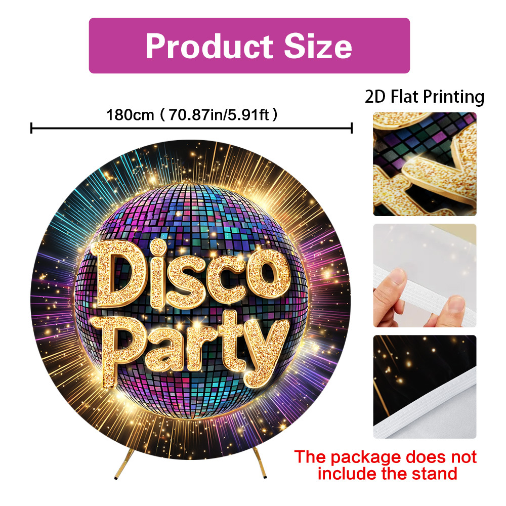 2d flat 1pc elastic banner 2d flat 1pc 1pc round disco ball banner backdrop colorful suitable for wedding birthday bridal shower decorations with elastic hanging cover luxurious party decoration for entrance room