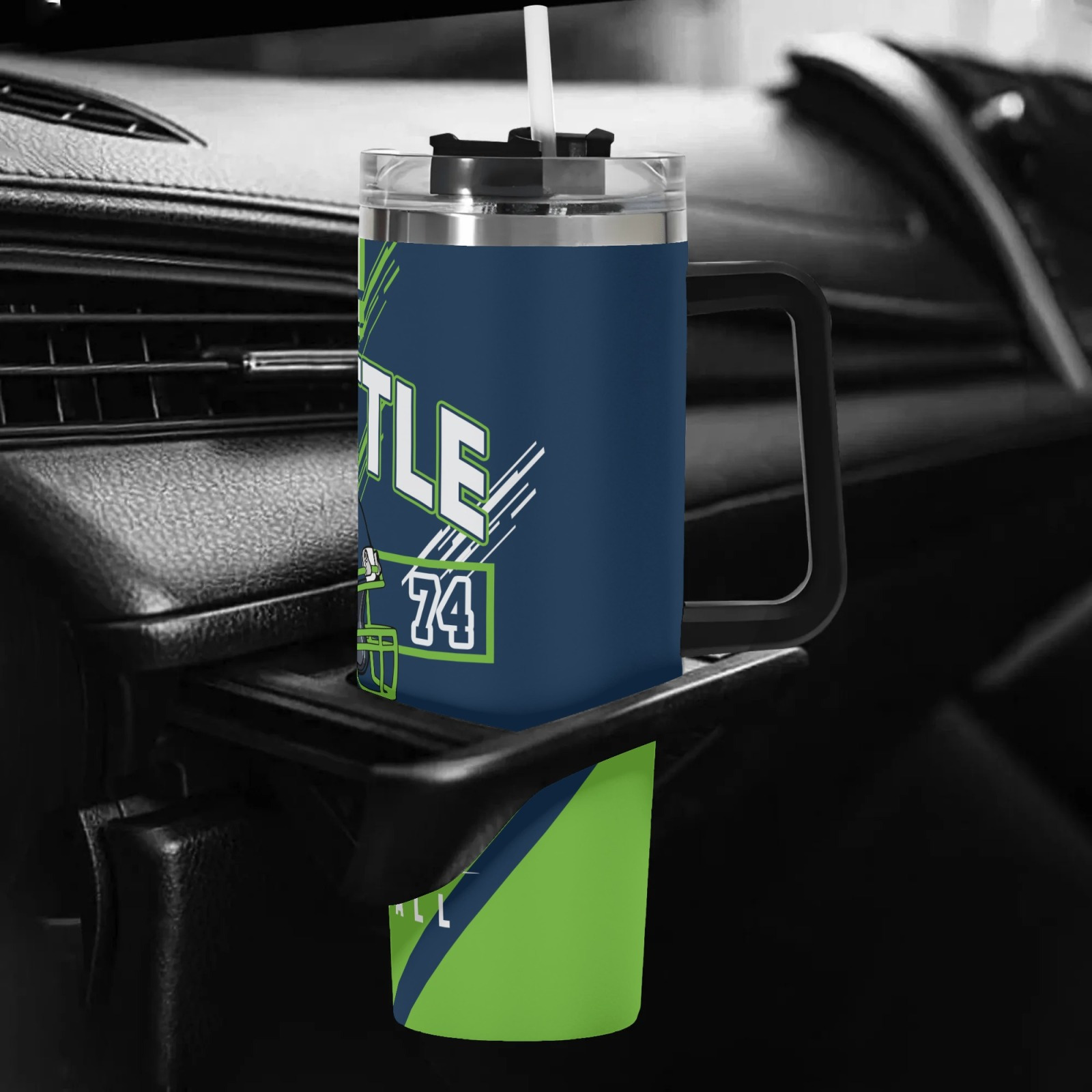 custom 1pc seattle football 40oz vacuum insulated cup personalized name with lid and straw suitable for cold drinks       travel valentines day easter ramadan mothers day fathers day gifts for sports fans 4