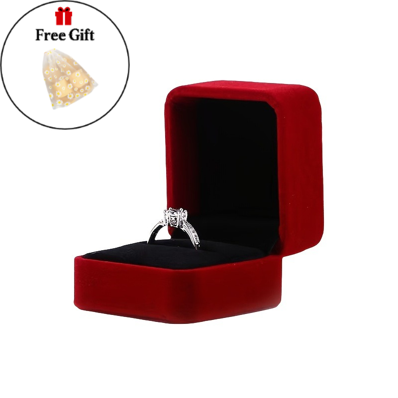TEMU Ensemble de 2 pièces (1 boîte à bijoux en velours et 1 pochette marguerite gratuite), boîte de rangement pour bagues et clous, convient pour