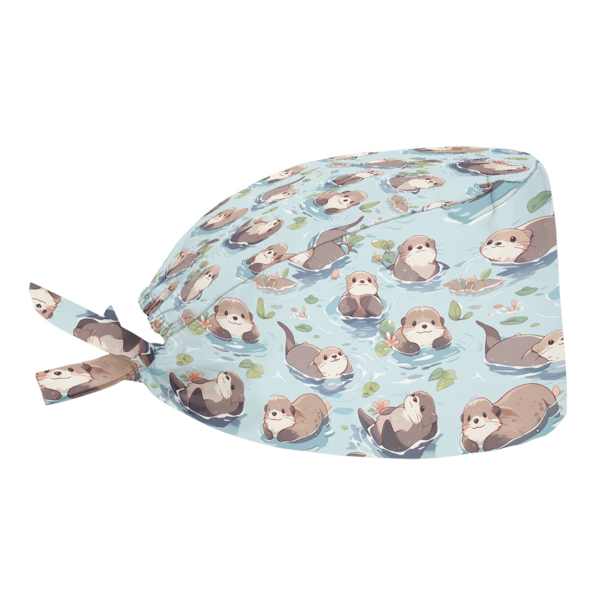 Image of Otter Theme Sweatband Lightweight Scrub Cap Fashion Tie- Surgical Hat For Nurse Doctor Headgear All Match Trendy Casual Work Hat