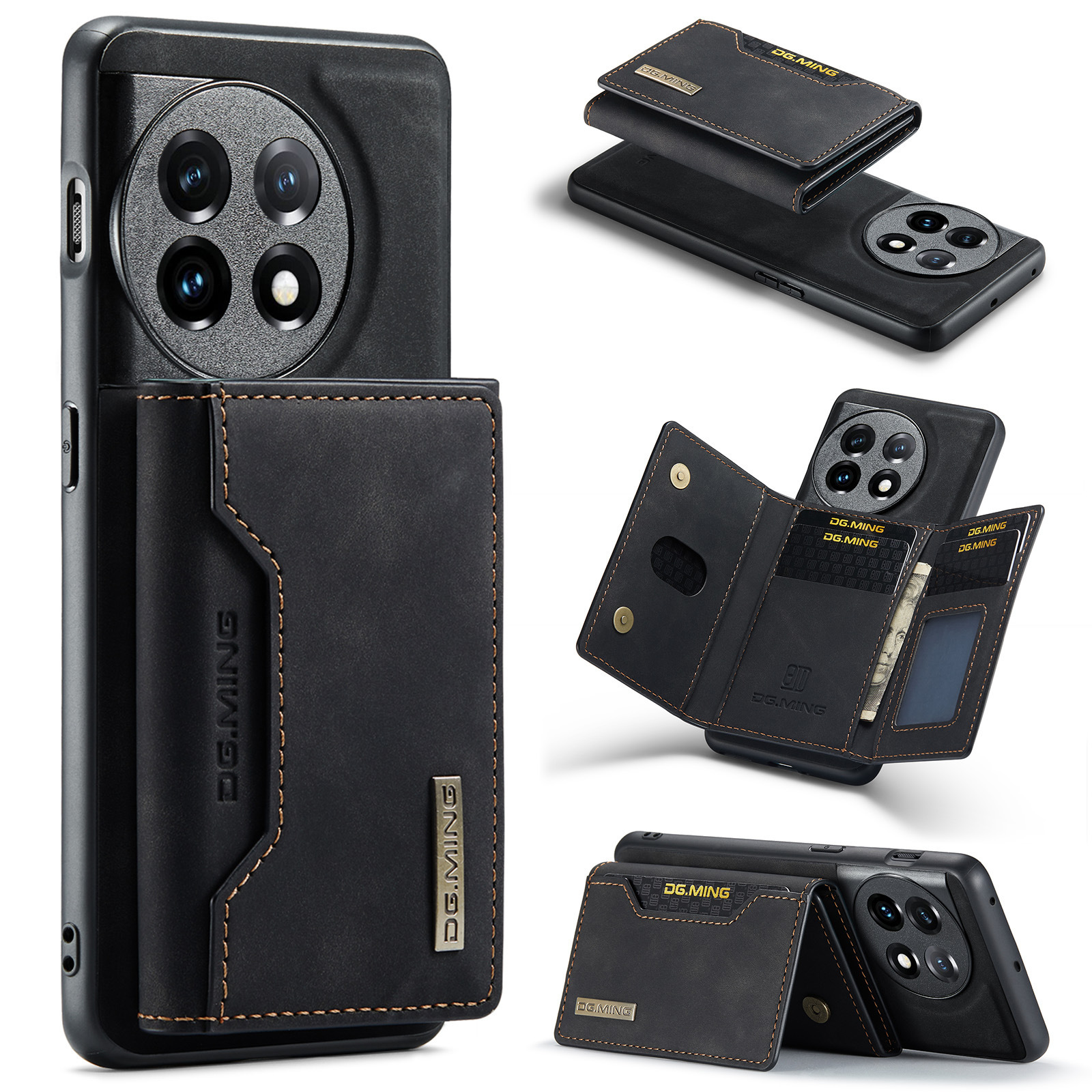 TEMU Phone Case: M2 Synthetic Leather-feel Phone Stand Case For Oneplus 13/oneplus 1 /oneplus 12 With Magnetic Credit Card Holder, Detachable