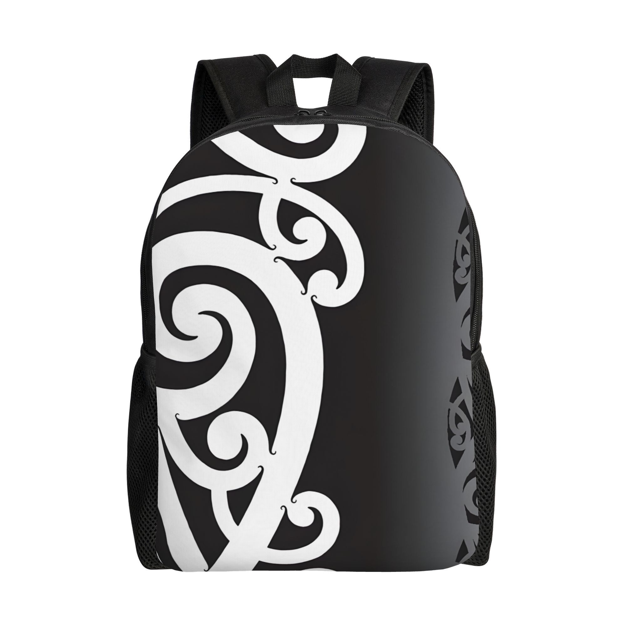 TEMU Men' & Women' Maori Koru Symbol Backpack - Tribal Print Cultural, Black & White Maori Bookbag For Travel, Commuting, - Maori For New Zealand