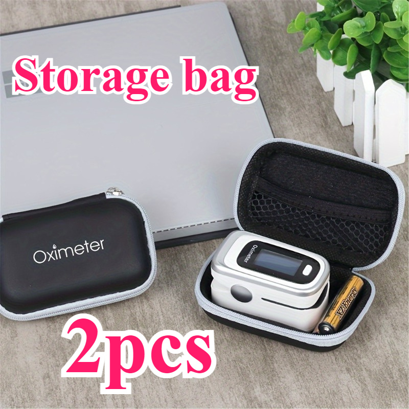 

2pcs Eva Hard Shell Blood Oxygen Meter Storage Case, Portable With Zipper Closure For Fingertip And Data Cables