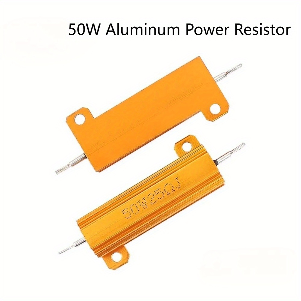 2pcs 50w aluminum power resistor 5ohm 10ohm 15ohm 25ohm 1k ohm metal shell case wirewound   load resistors