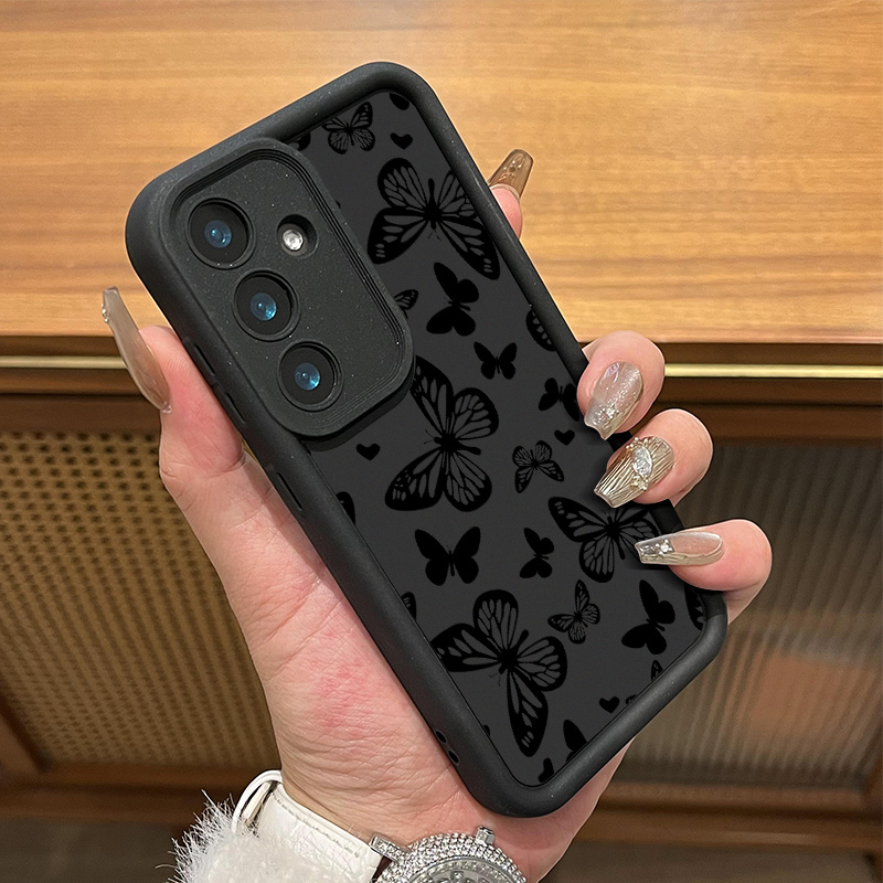 TEMU Phone Case - 2025 New Stylish Soft High-quality Shock-resistant Black Design Luxury Phone Case For Galaxy S25 S24 S23 S22 Fe S21+ S20 A54 5g A53