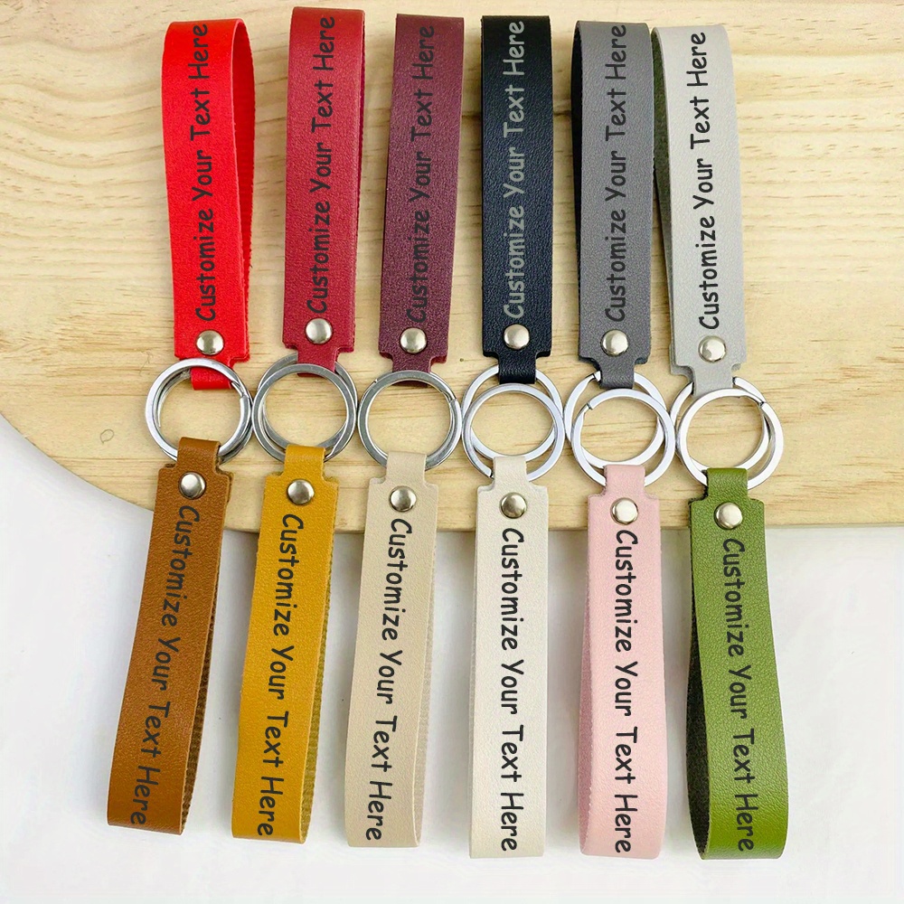 E-shop 50 Stück Personalisierungs-Schlüsselanhänger aus Kunstleder mit Lasergravur, Schlüsselanhänger-Set mit Schlüsselringen, personalisierte ID-Tags,