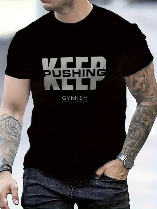 mens motivational gym t shirt 100 workout tee regular fit round neck machine washable black with white lettering for fitness and casual wear gym additions