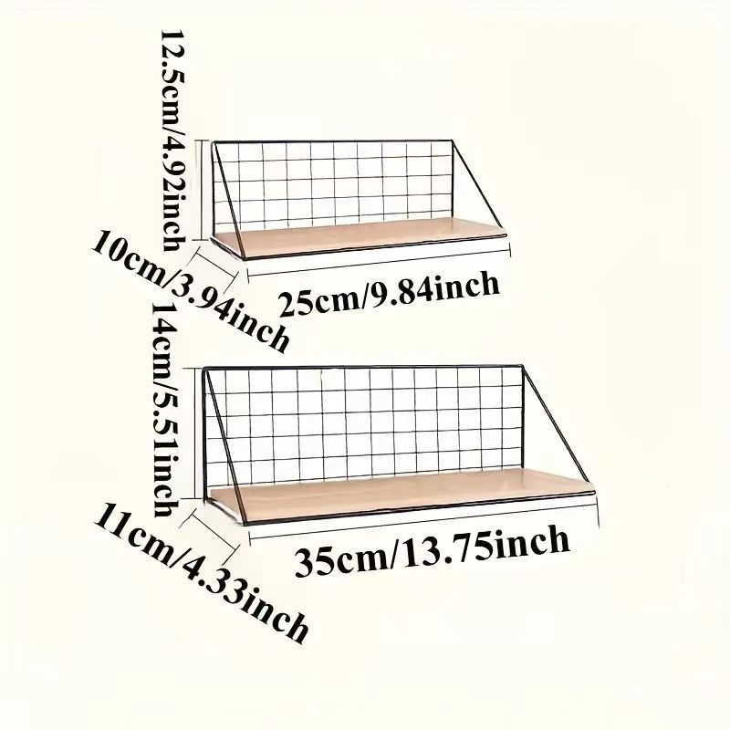 Image of 2pcs Modern Metal Floating Shelf - Punch-free Wall Storage Rack With , No Installation Required, Ideal For Bathroom/ Shower Caddies/ Living Room/ Bedroom, Faridabio