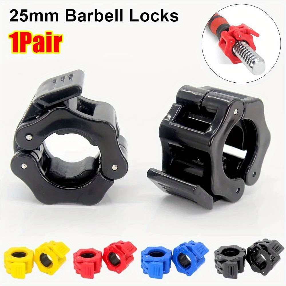 1 Pair Heavy-Duty   Barbell Locks - Secure Barbell Clips   Release Lever, 25mm Weightlifting Locks for Squats, Deadlifts, Bench Press - Compatible with Barbells, Dumbbells, Home & Gym Use - (1 Pair), Gym Accessories, Strength Training Gear, Sleek  , Durable Construction,  , Sturdy Build, Fitness Enthusiasts