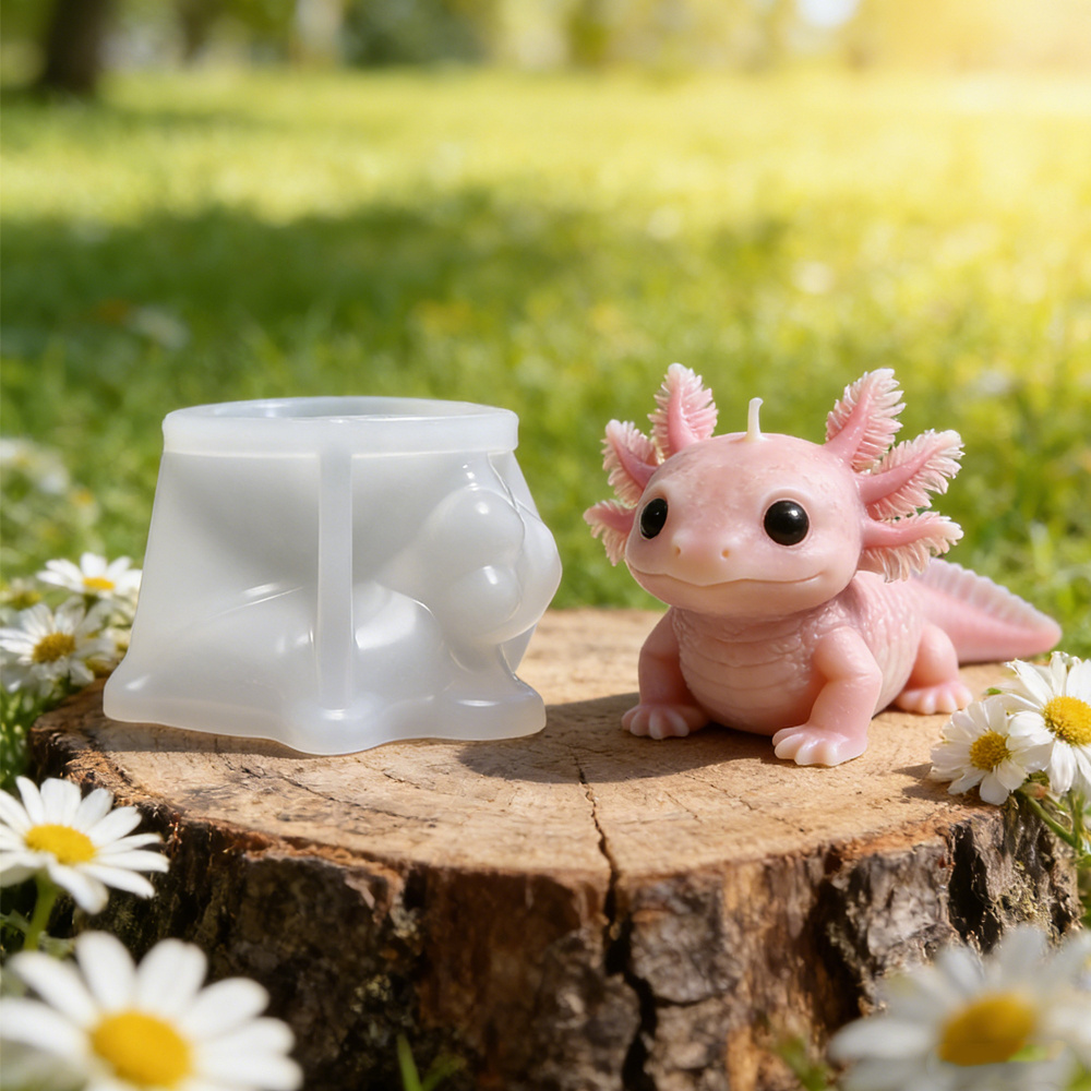 E-shop Neue Axolotl Kerze Silikonform - 3D Lebensechte Niedliche Tierform mit Filigranen Texturdetails, Flexibles Wiederverwendbares Antihaft-Silikon