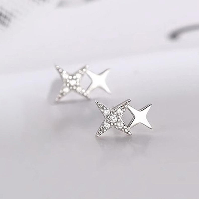 TEMU 1 par de aretes de estrella de puntas, de moda y versátiles, de lujo y , accesorios de mujer con diseño de