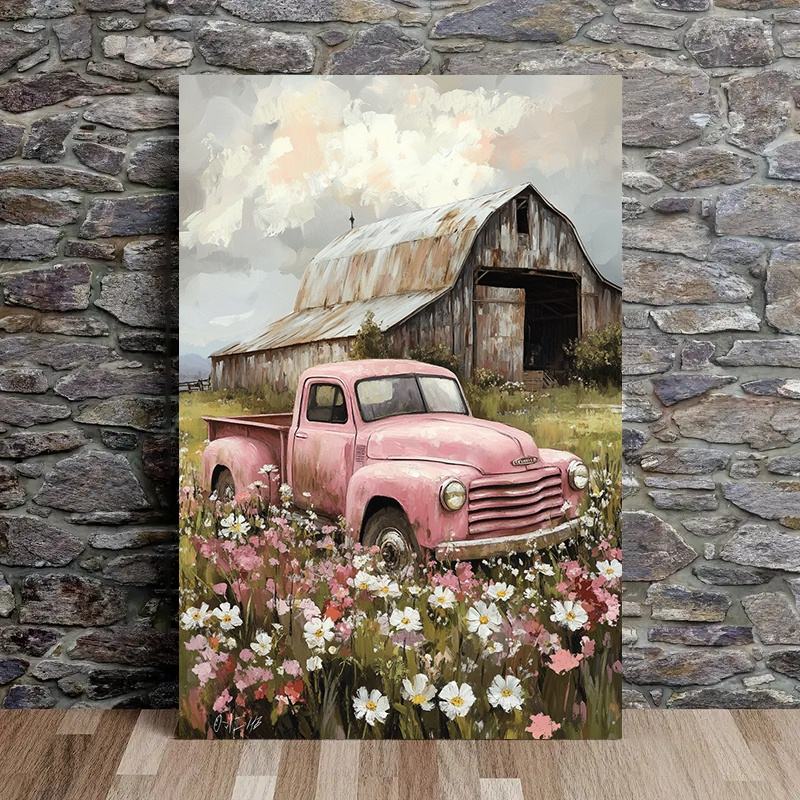 

1pc Truck Painting On Canvas - Scene Decor For Home, Office, Living Room, Bedroom - Classic Poster