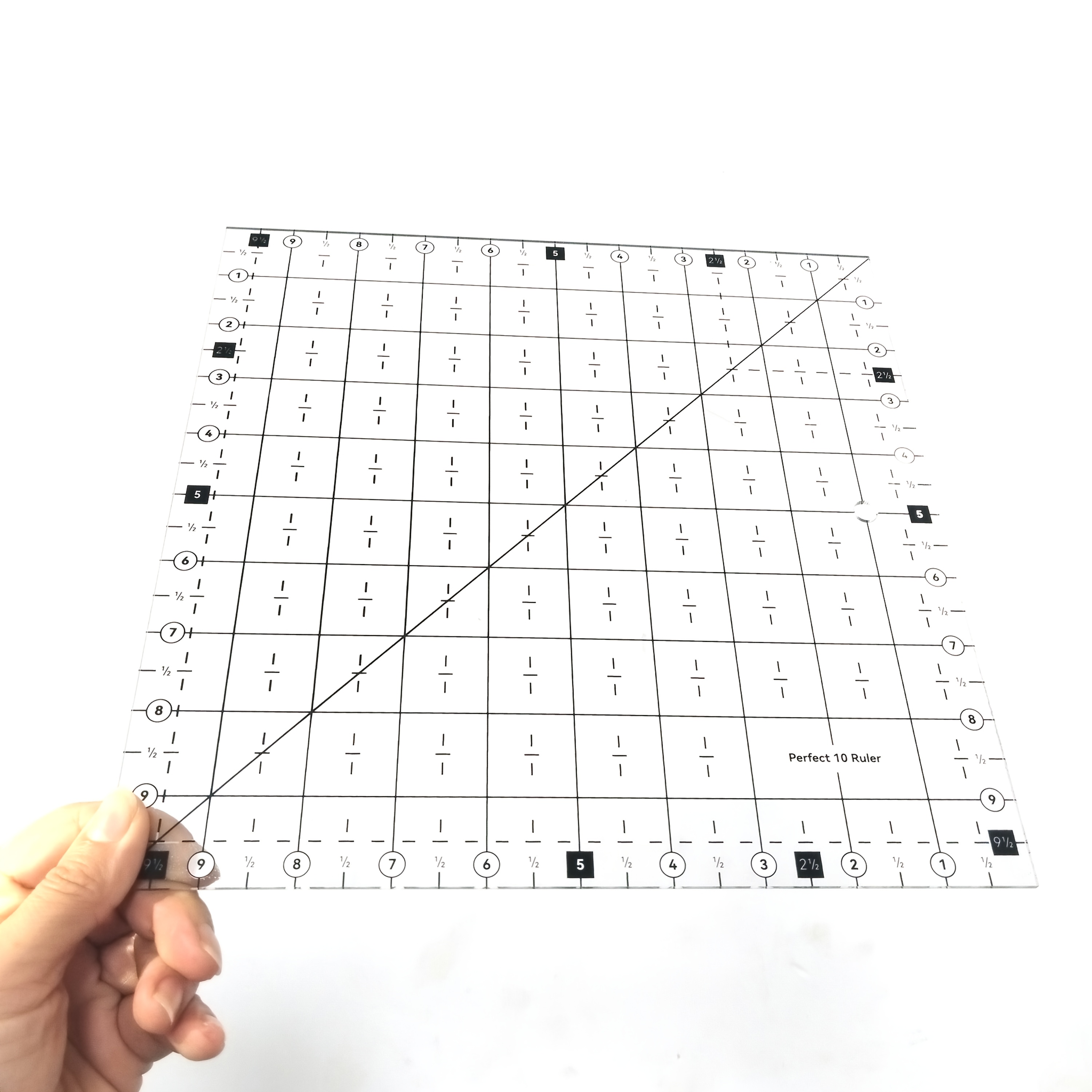 TEMU A 10-inch By 10-inch Acrylic Ruler Designed For Sewing, Featuring A Scale From For Cutting Fabric. Ideal For Making Various Shapes, Including