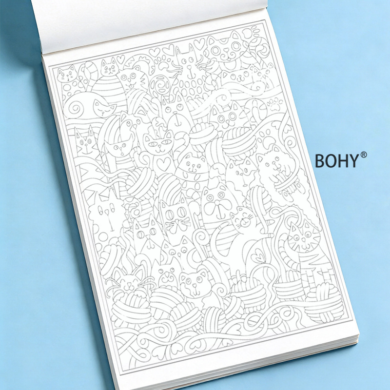 TEMU 1 Zen Doodle Adult Stress-relief Tracing And Coloring Book, Featuring Line Art Of Geometric Patterns, Heart-shaped , Cute Cats, And Other
