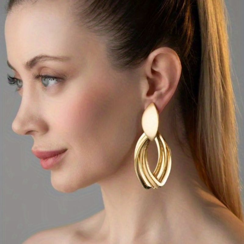 TEMU 2pcs Boho Style Irregular Round Hollow Pendant Large Earrings, Very Suitable For Party And Graduation Season Wear Jewelry