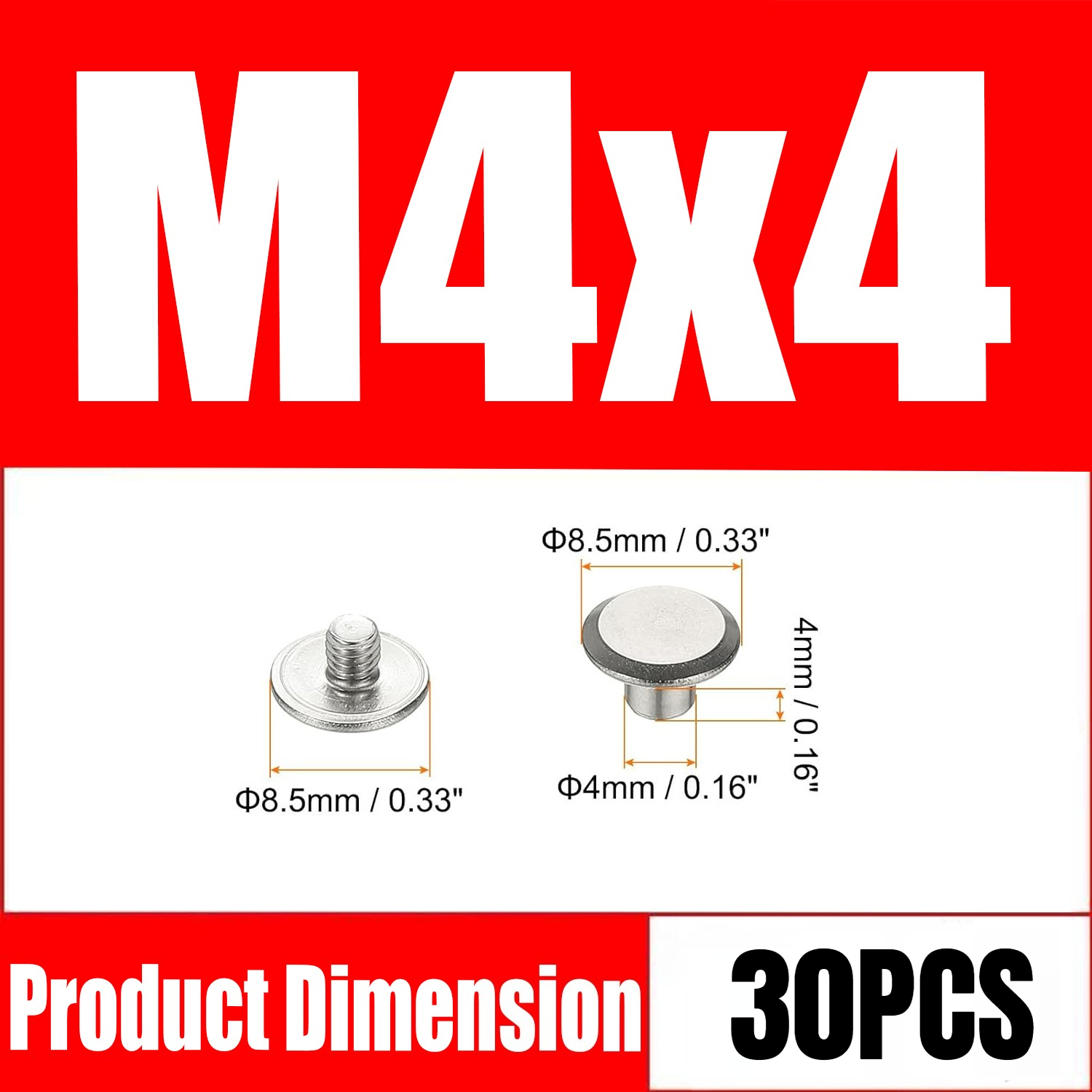 Image of 30 Set 304 Stainless Steel Phillips Head Chicago Screws M4 X 4 -14mm Binding Screws Posts Leather Nail Rivets Chicago Buttons For Craft Leather Belt Bookbinding