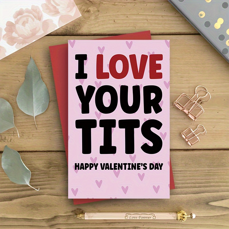 

1pc, Valentine's Day Card, This Is An Image Of A Valentine's Day Card With The Text "i " Printed On It In , Black Letters. As Gift Cards, Are Suitable For Gifting To