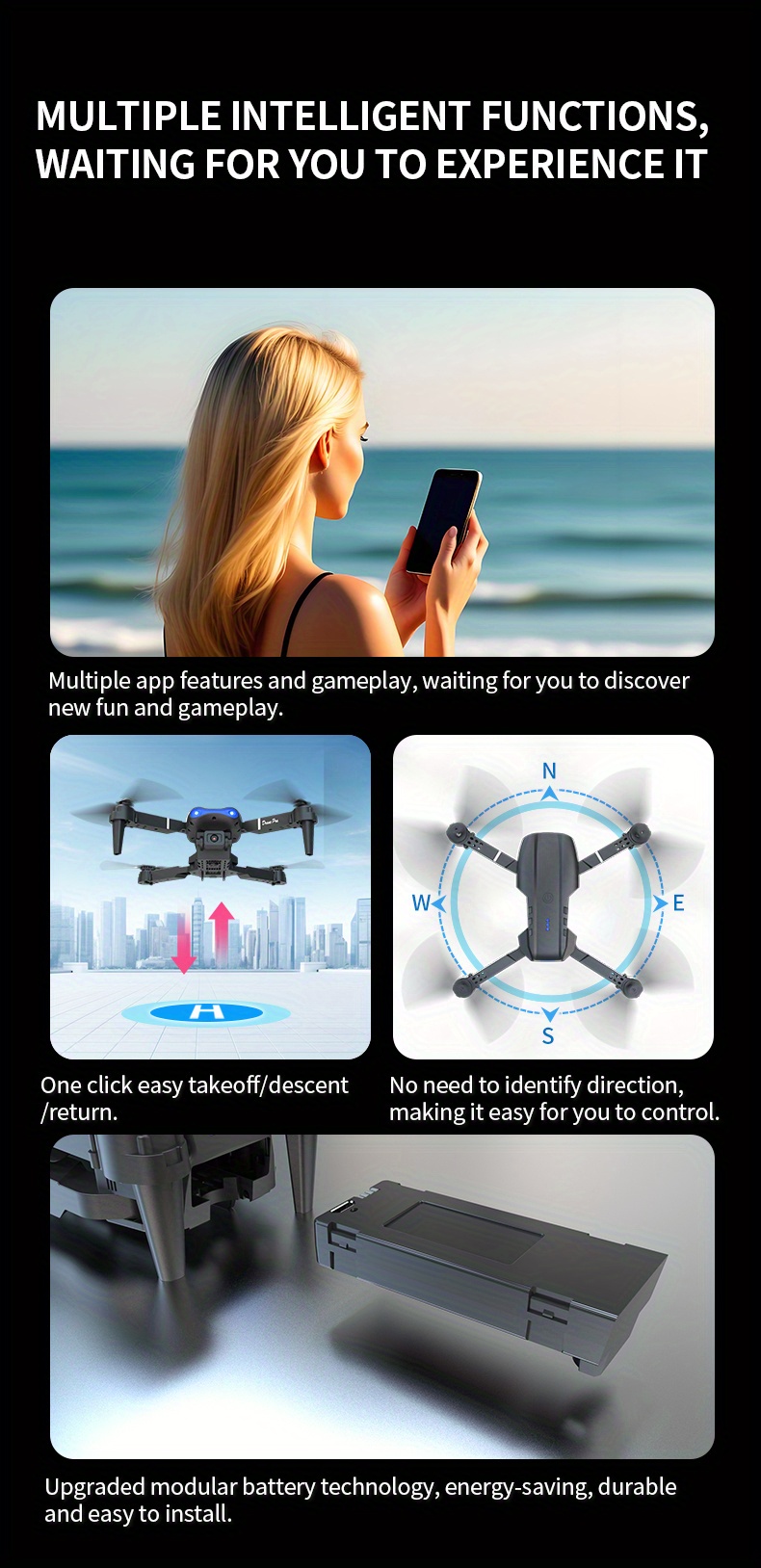 2025 Hot-Selling Screen Control Remote Control Drone with High-Definition Dual Cameras, Easy One-Key Takeoff and Landing, Remote Control Quadcopter Suitable for Beginners and Hobbyists, Affordable Drillone for Halloween and Christmas Perfect as a Holiday Gif