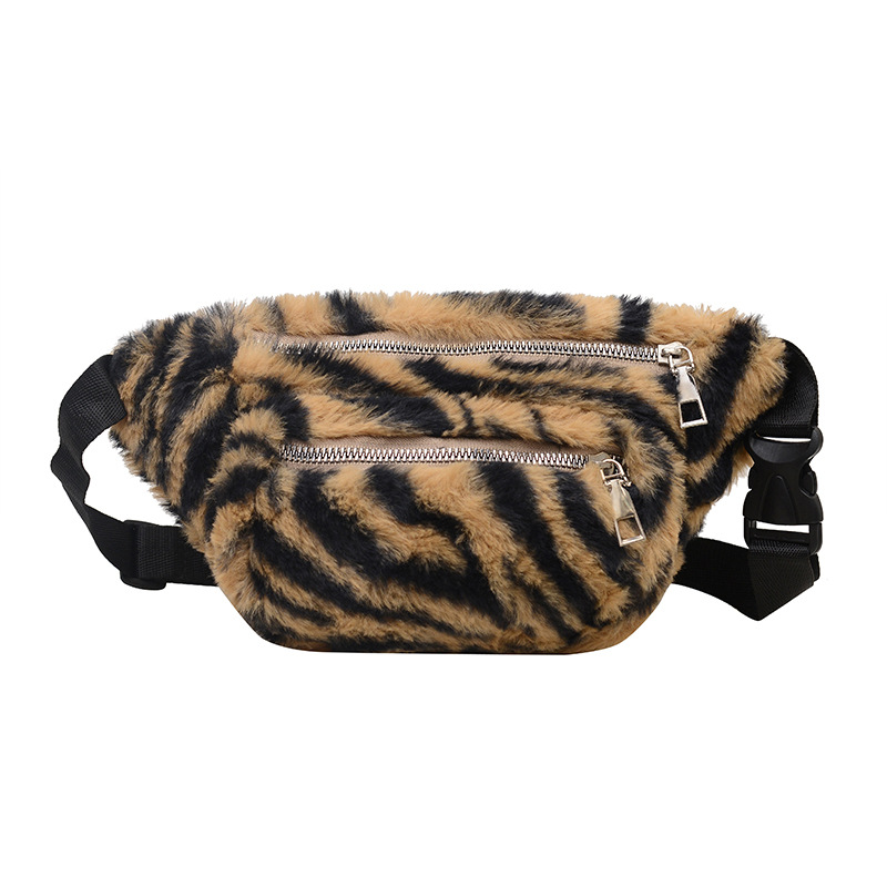 Image of Plush Women's Waist Bag Solid Color Belt Bags Shoulder Crossbody Chest Bag Brand Designer Female Banana Hip Purse