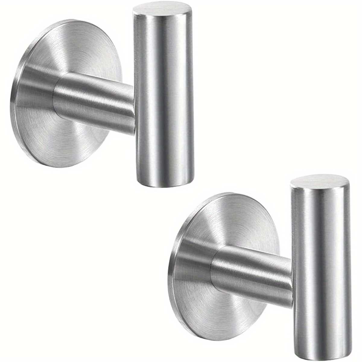 TEMU 2pcs Heavy-duty Towel Hooks - Stainless Steel Adhesive Wall-mounted - Space-saving , - Bathroom Towel Rack, Closet Organizer, Smooth , Durable