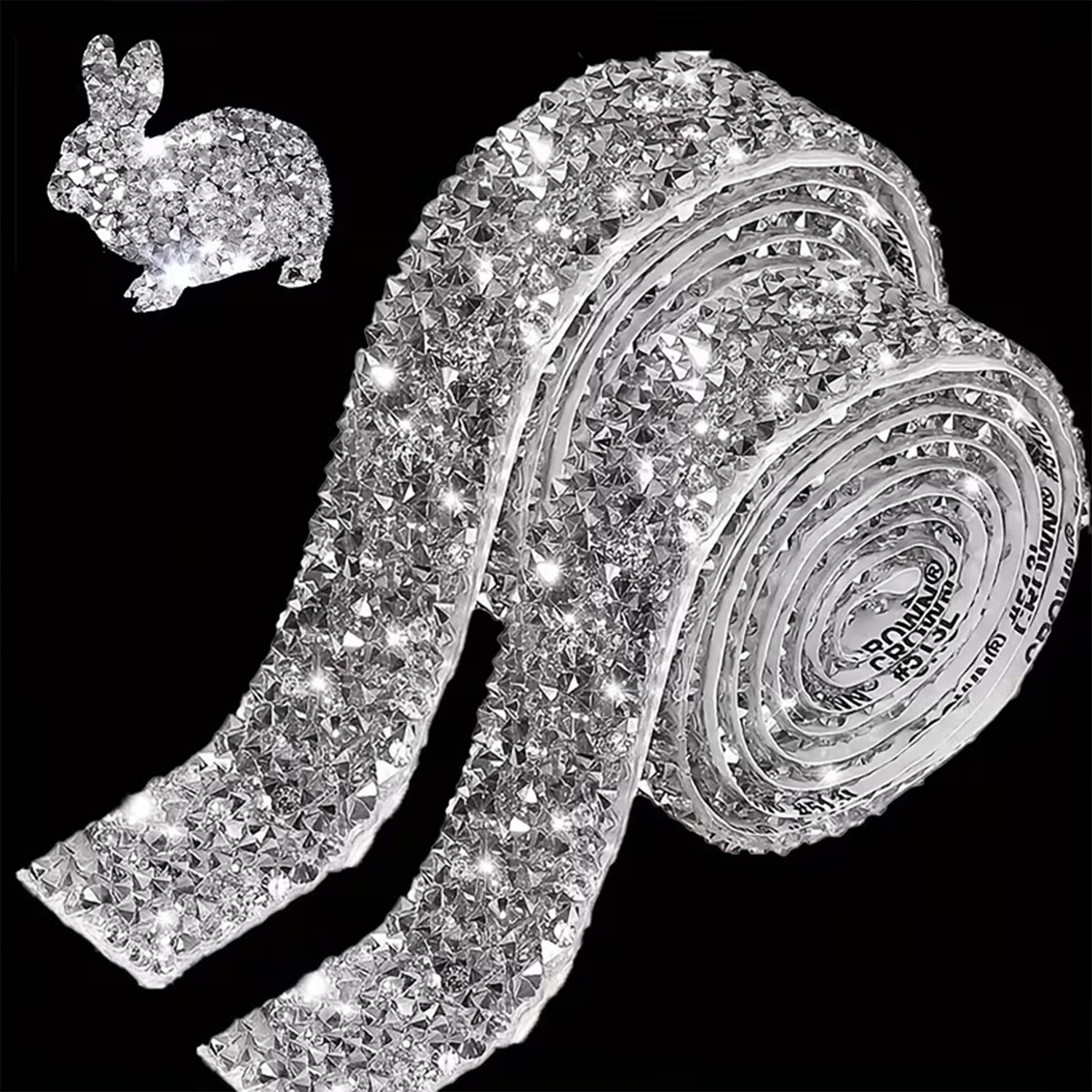 TEMU 2 Rolls Self-adhesive Rhinestone Ribbon Suitable For Craft Packaging, Wedding Cake Decorations, Phone & Car - 1cm Wide Crystal Strip Roll With