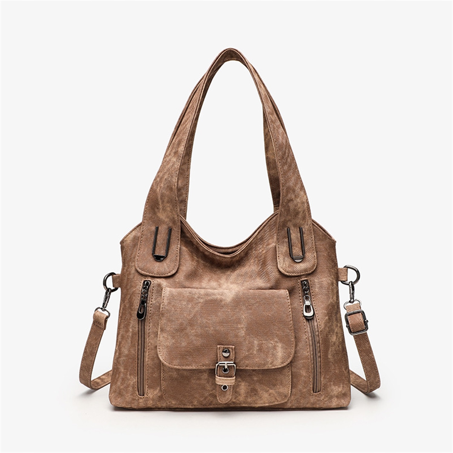 Image of Zree Brown Retro Style Women's Shoulder Fold Shoulder Bag | 35x14.5x22cm Large Capacity With 3 Carrying , Suitable For Daily Commuting, Shopping, Travel, Holidays, And Christmas Fashion Gifts