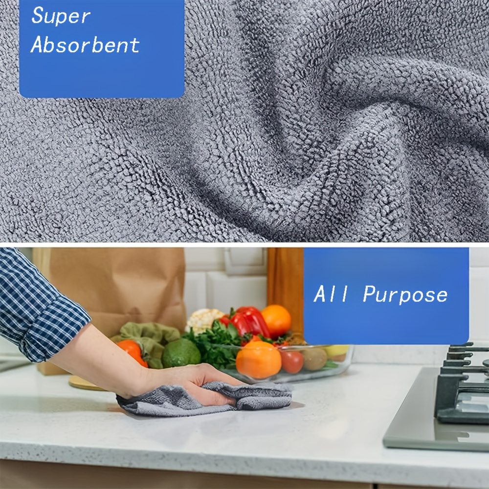 50pcs Gray Microfiber Cleaning Cloths - Super Absorbent, Non-Shedding & Colorfast, Durable Reusable Cloth for Cars, Home, Restaurants, Hotels - Commercial & Household Cleaning Supplies, Hotel Housekeeping Essentials, Bulk Quantity, Soft Texture
