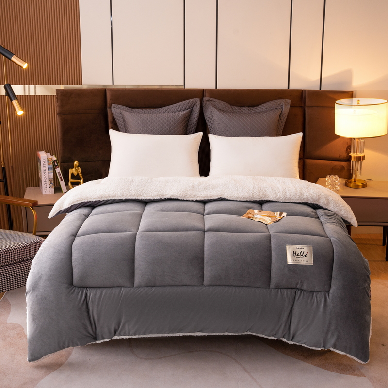 Image of / Milk Velvet Fluffy Comforter, Ultra Plump High Gsm Quilted Duvet Insert, Soft, Breathable & Cozy Thick Quilt, Oversized Size With No Shifting Filling, Bedding For Bedroom & Hotel, Winter Must-have