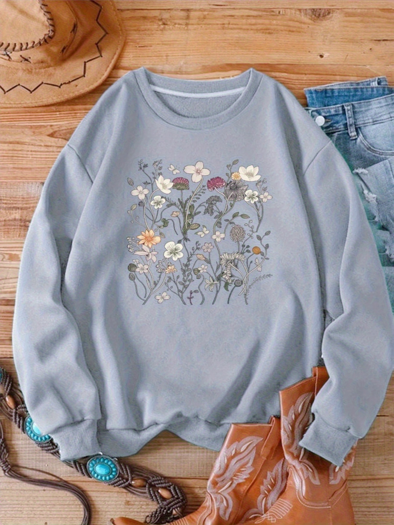 tシャツ L2 FLOWER SWEATSHIRT レディース floral sweatshirt sold on Temu United States