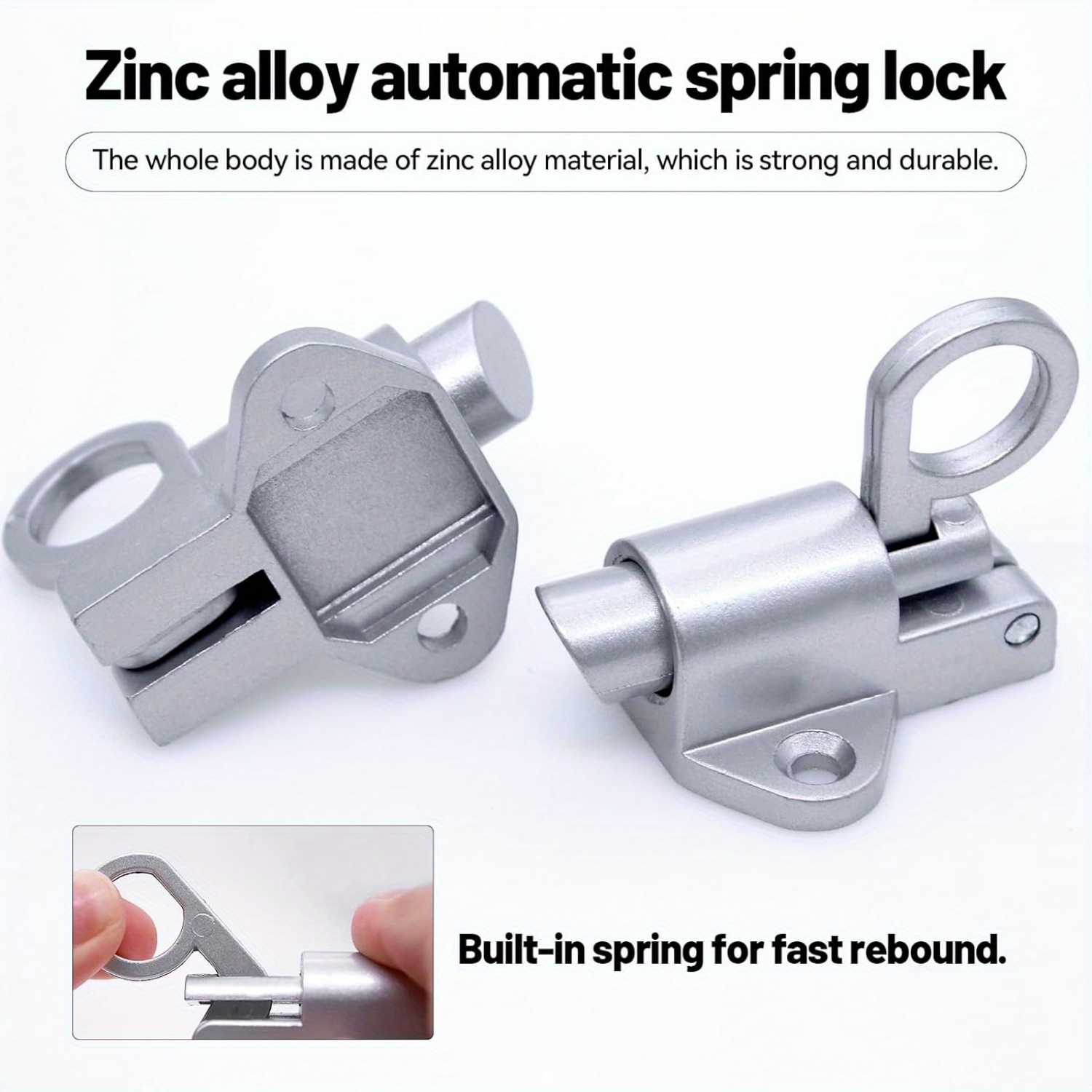 4-Pack Self-Closing Spring Door Latch – Aluminum Alloy Automatic Security Lock For Cabinets, Gates, Windows & Pet Control