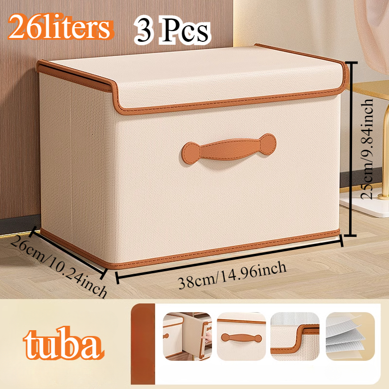 3pcs Clothes Storage Box With Lid Household Load Clothes Quilt Storage Box, Fabric Large Capacity Organiser Boxes Boxes Storage Magic. Easter