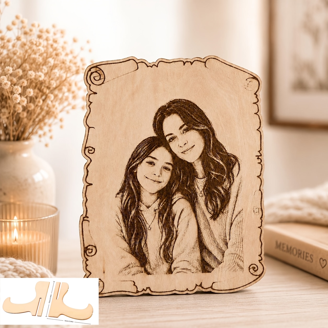 TEMU Personalized Custom Portrait With Stand, Decorative Ornament, Self- Content, Family Photo Portrait, Print, Decorative Ornament, Stylish Art