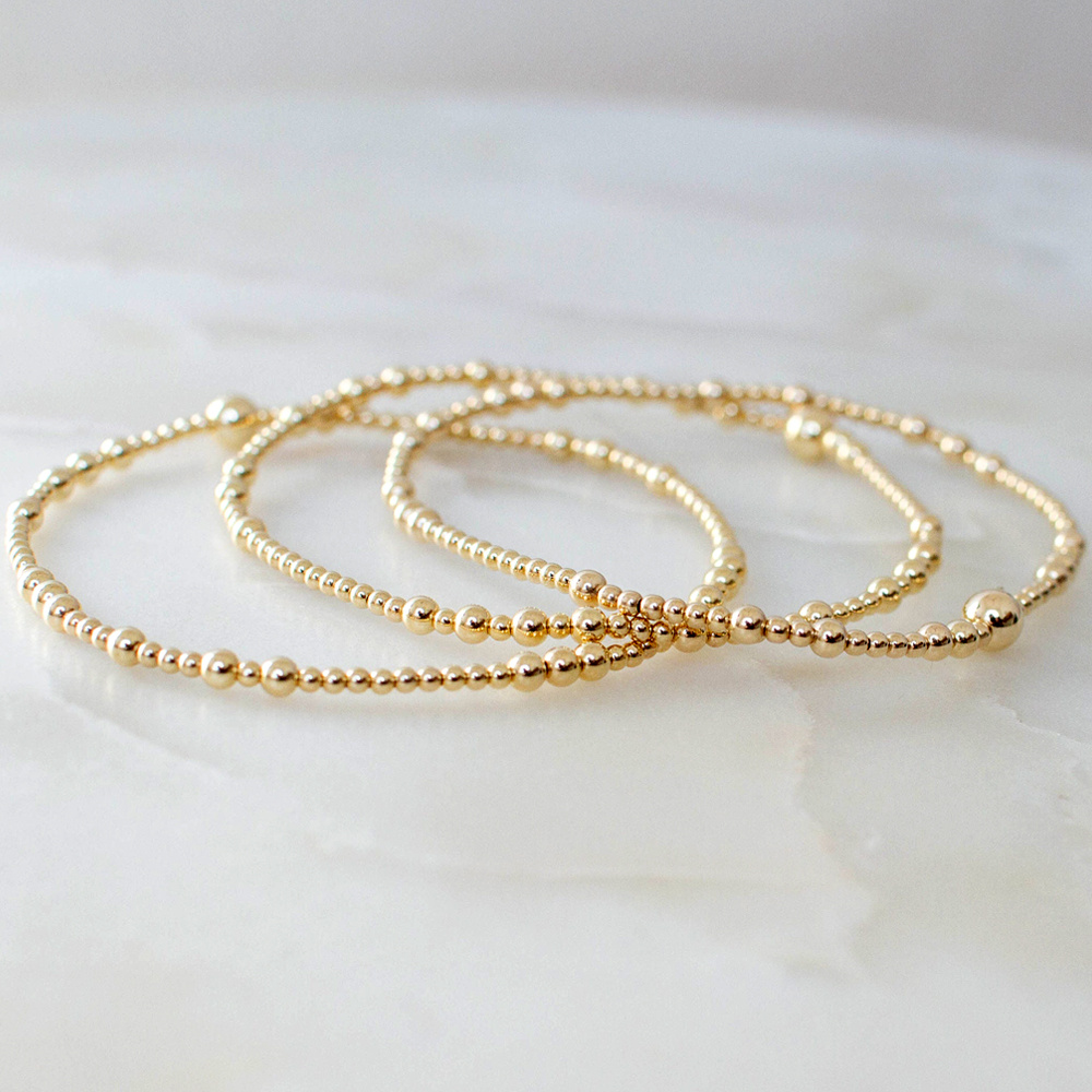 TEMU 3 pièces Ensemble de Bracelets pour Femmes, Style Bohème Luxueux, Bracelets en Métal Mélangé de 2/3 mm avec Perles en Cuivre, Trio pour