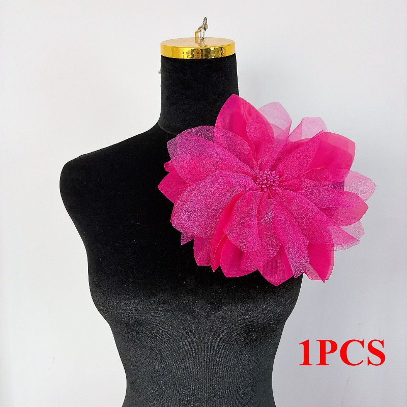 TEMU 1 pezzo, 24 cm/9,45 pollici di larghezza, a pi羅 tridimensionale in rete rosa sognante, accessorio decorativo versatile, bordo in pizzo