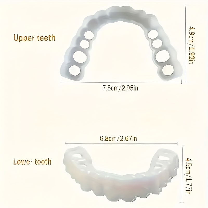 2pcs set   upper lower dentures with   veneer enhances   ideal for men women details 4