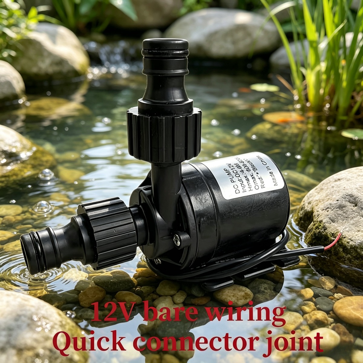 TEMU Hotu 1pc 12v 800l/h Mini Brushless Submersible Water Pump, Separate Plug Aquarium Circulation Pump, Small Water Pump For Fish Tank, Pond