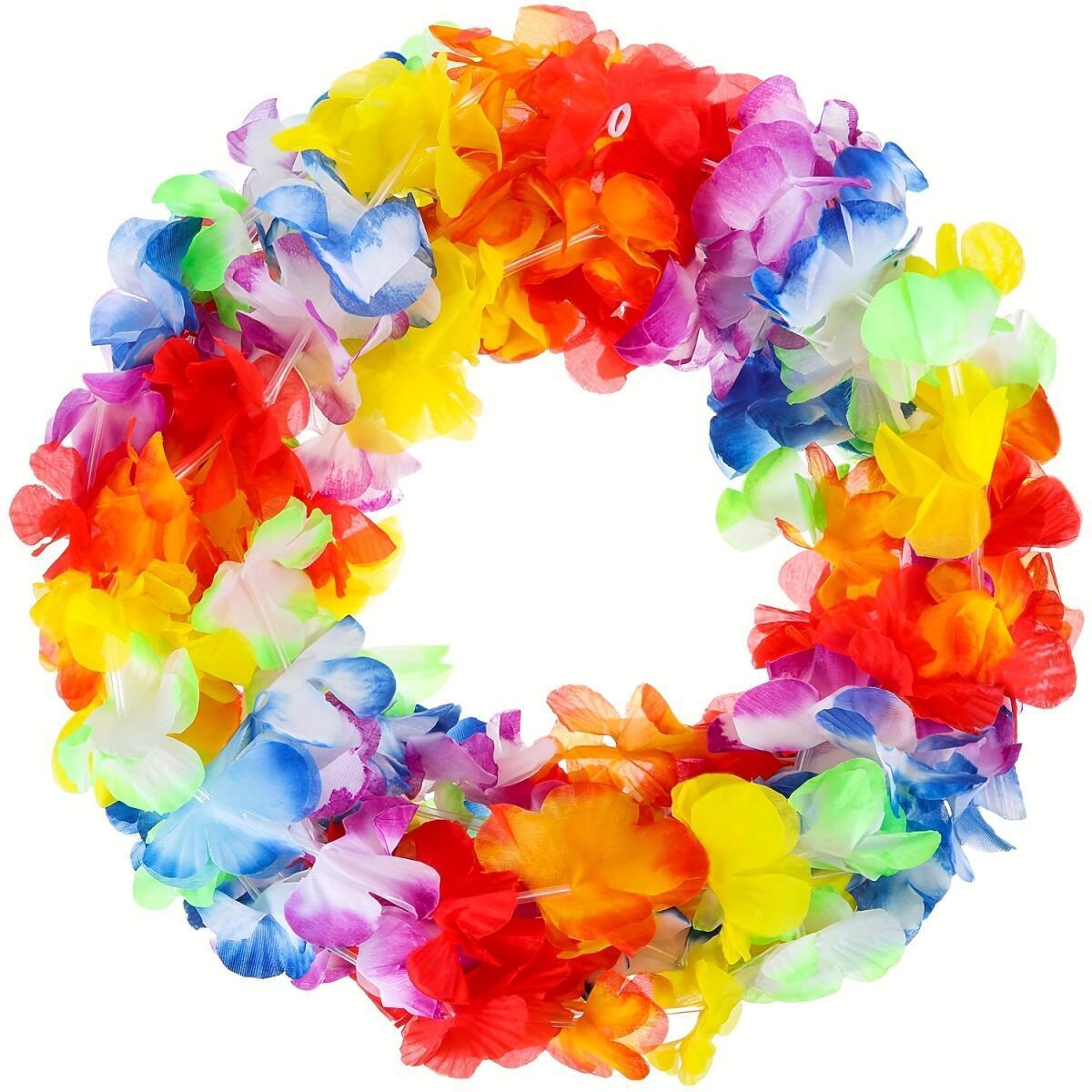 TEMU 120pcs Garlands Necklaces Colorful Tropical Floral Garlands Hula Dance Leis Summer Luau Supplies For Adults