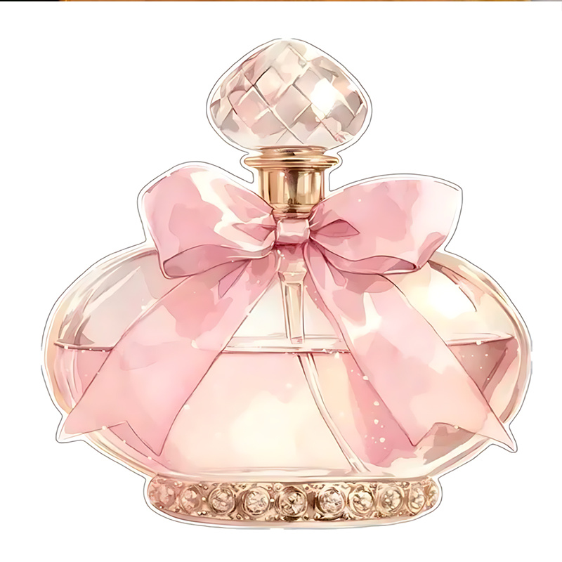 TEMU 3pcs Pink Perfume Bottle With Bow Heat Transfer Decals, Unique Gift, Suitable For T-shirts, Hoodies, Jeans, Jackets, Backpacks, Pillows, Etc.,