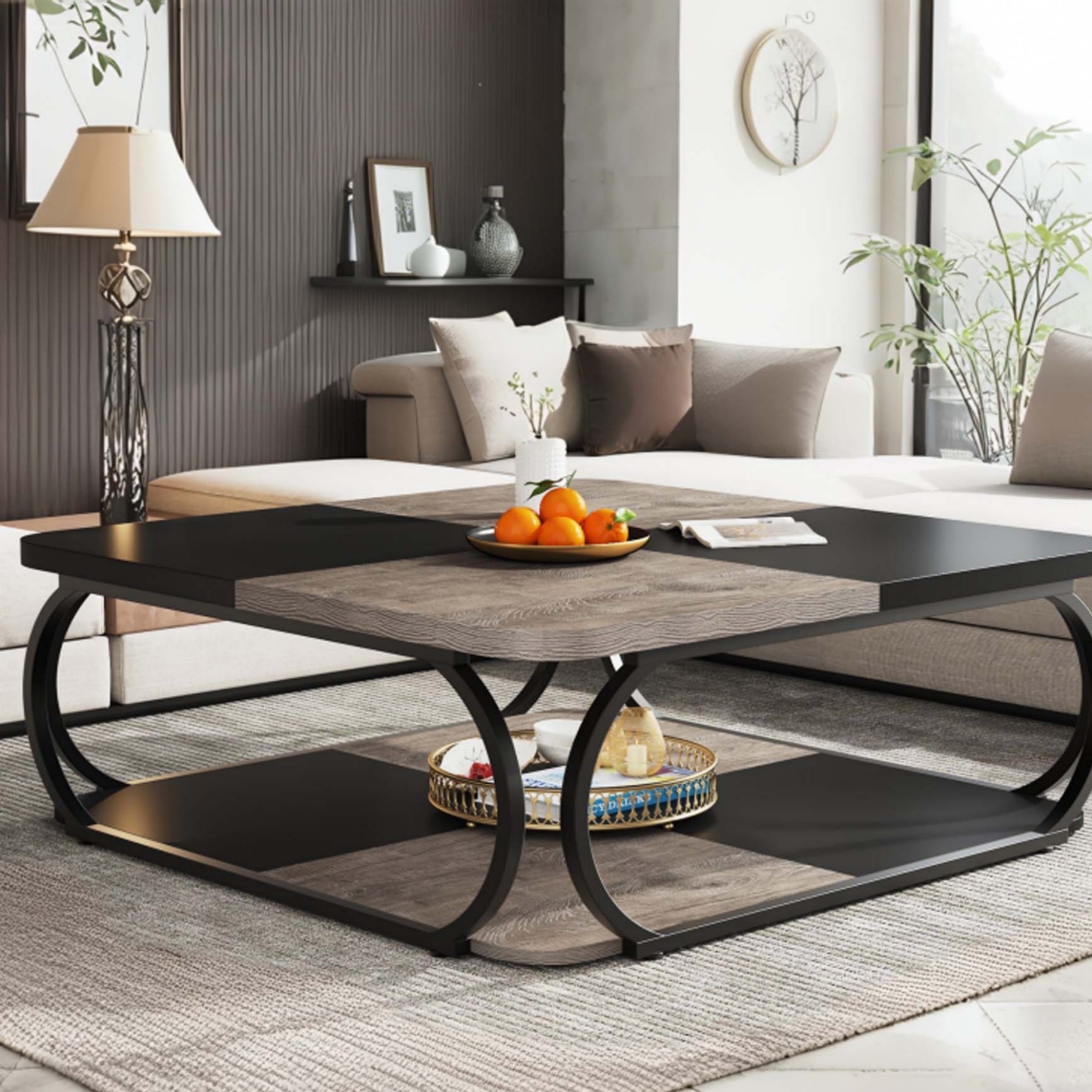 X 50cm, Table For Living Room, Wood Composite Coffee Table, Low Living Room Table For Modern Living Room Black Grey, Christmas Holiday Decor, Versatile Accent Piece For