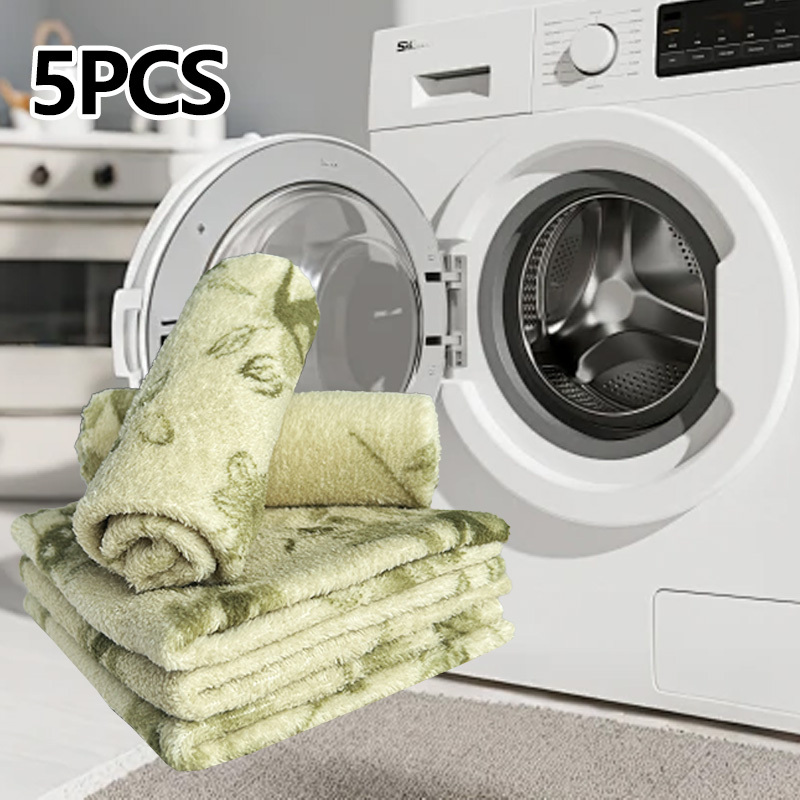 TEMU Green Rose Pattern Cleaning Cloth Series, Pastoral Style Scouring Pad, Multifunctional Tea Towel, Essential Cleaning Cloth For Home, 25 X 25cm