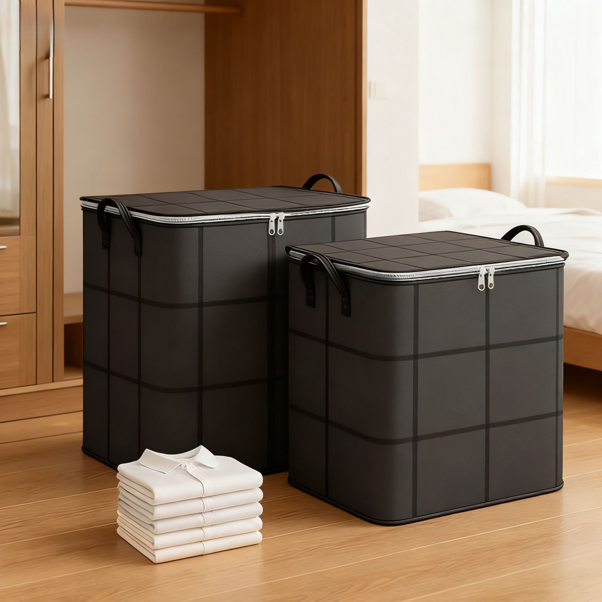 large size clothing storage bag non woven fabric bag with zipper and handles organizer box for comforters dresses clothes and home textiles
