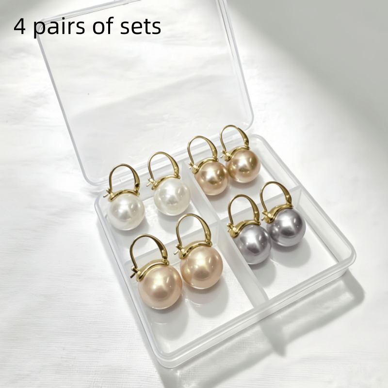 TEMU Juego de 4 pendientes colgantes multicolor para mujer, con cierre de palanca dorado y aros grandes, elegante regalo de joyería para boda o