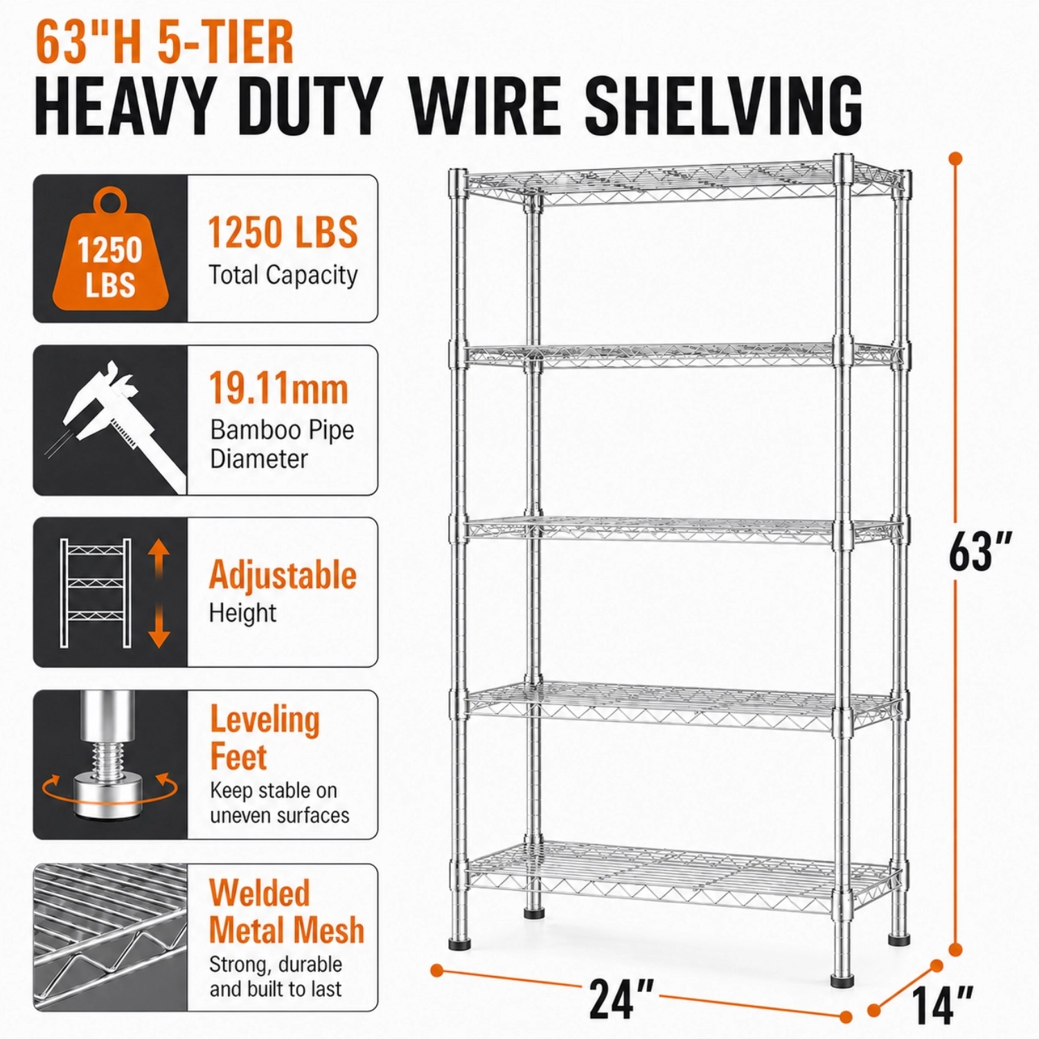 TEMU M Mzg 3/4/5 Tier Heavy Duty Metal Adjustable Storage Rack, Heavy Duty Shelving Unit Organizer For Garage, Kitchen, Laundry, Closet, Warehouse.