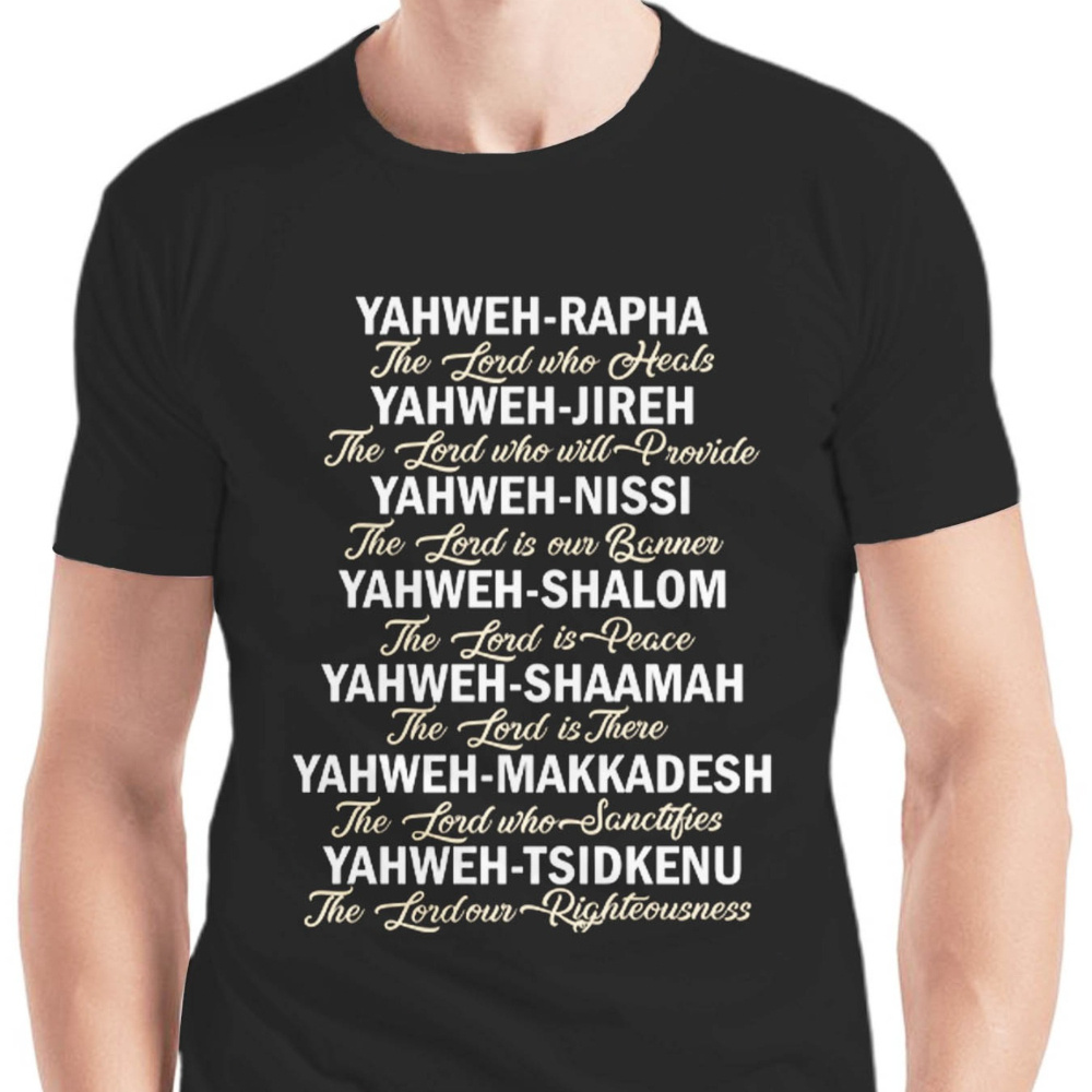 

1pc Yahweh Inspirational Quotes Men's T-shirt, 100% Cotton, Casual Round Neck, Short Sleeve, Breathable Fabric, Regular Fit, Summer Tee, Black